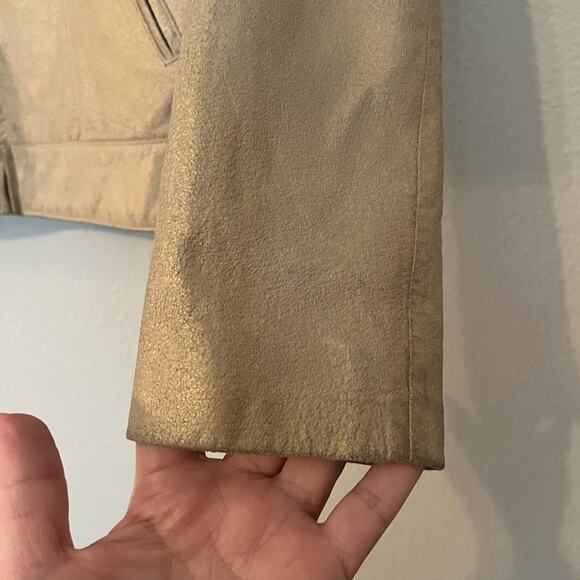 i.e. Gold Metallic 100% leather moto disco jacket - Picture 4 of 8